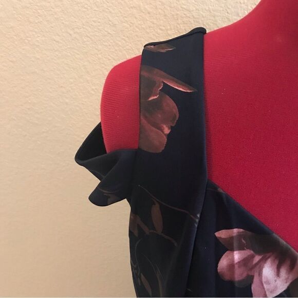 Alexa B Nites Dress Women’s Size 10P & 14P Blue Floral Cold Shoulder NWT - Picture 9 of 14